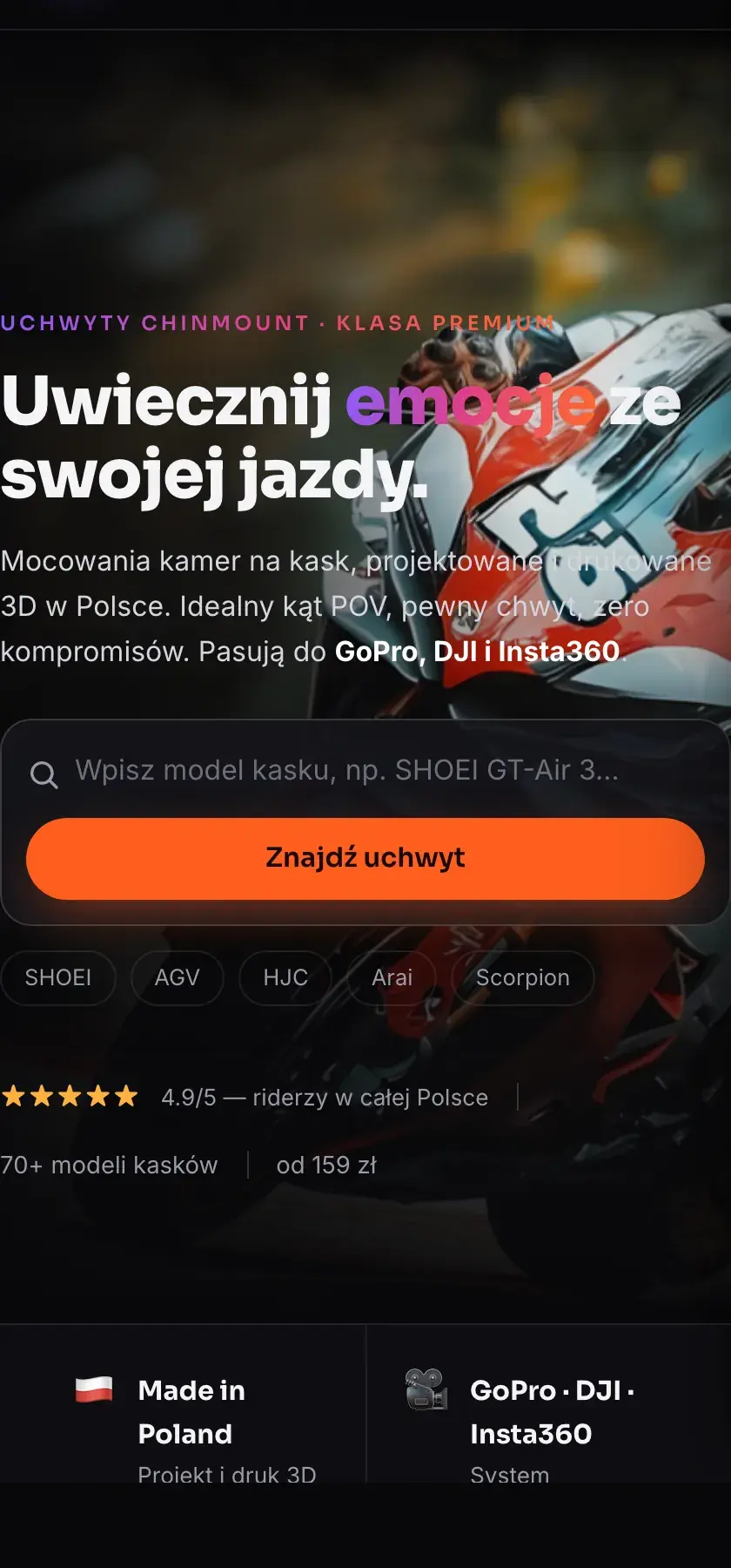 Mobile — sklep obsługiwany jedną ręką, w rękawicy.