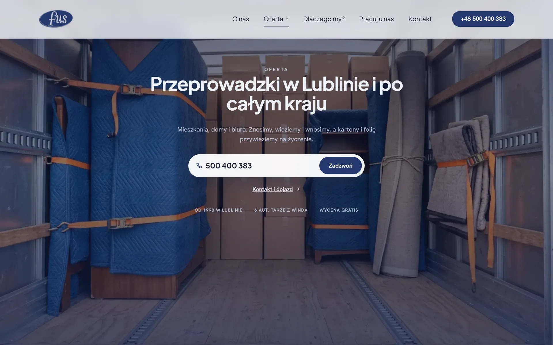 Podstrona usługi: przeprowadzki.