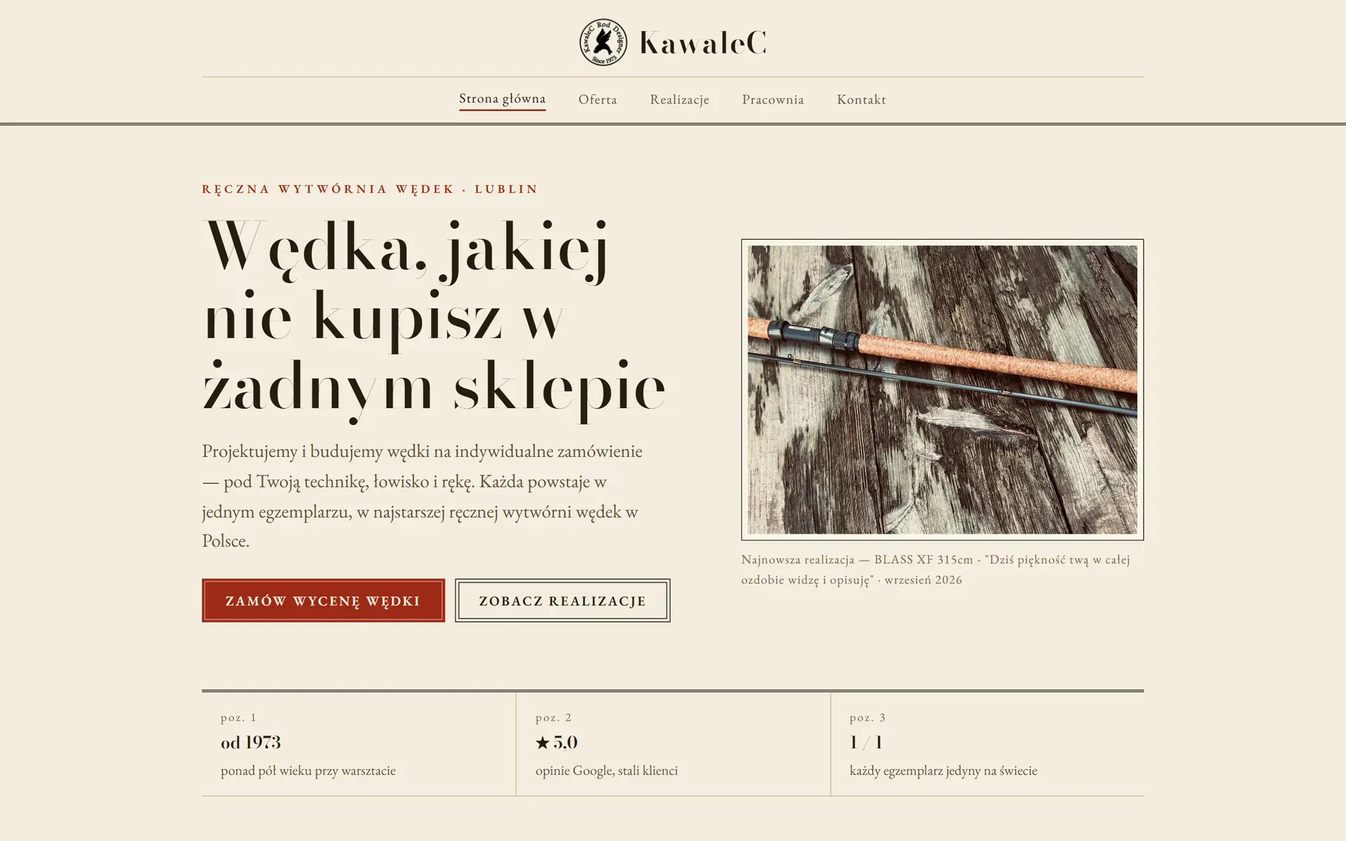 Kawalec, wędki na zamówienie: Nawigacja wyłączona, żeby nie było wyjść