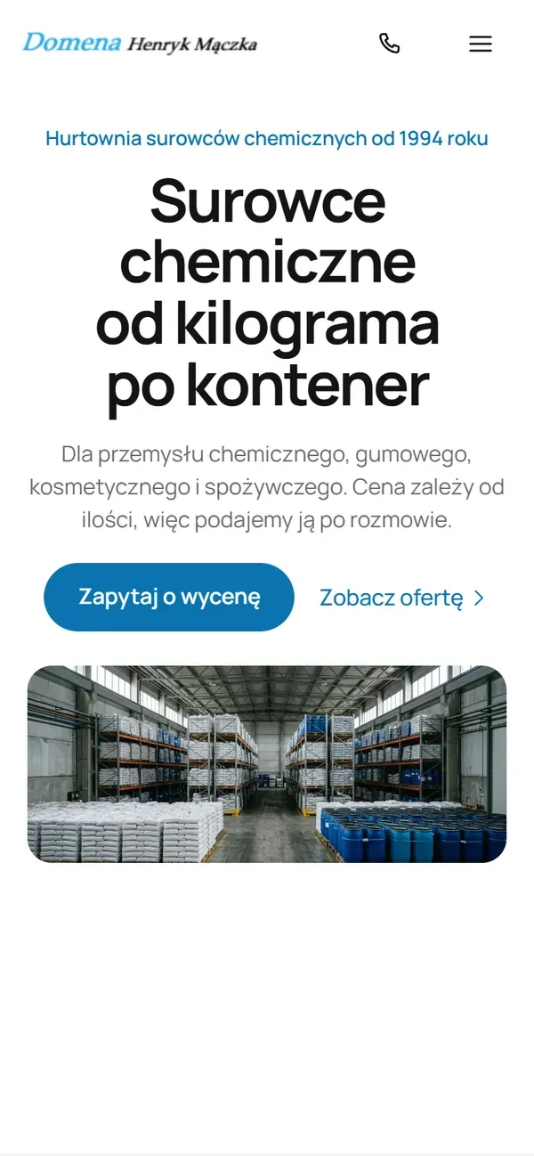 Telefon: nagłówek i zapytanie o wycenę.