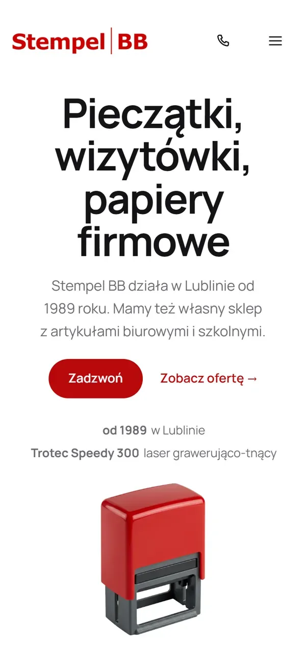 Telefon: przedmiot na osi pod nagłówkiem.