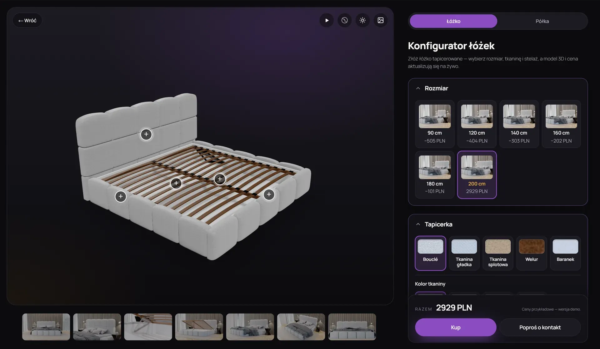 Bed configurator demo